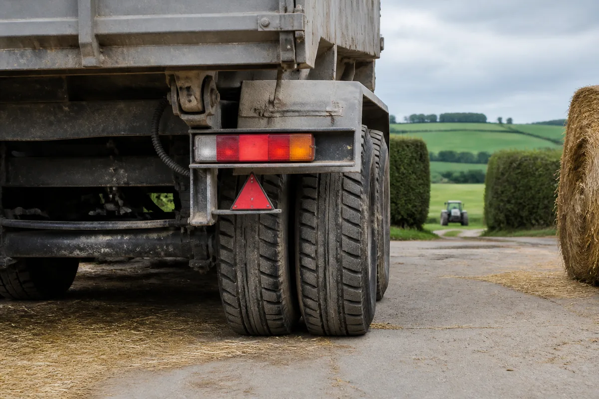 Roues jumelées de camion vues depuis l’arrière du véhicule